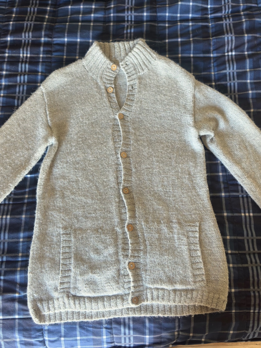 Women's Light Gray Button-Front Knit Sweater Cardigan
